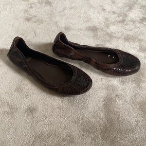 Brown Snakeskin Tory Burch Eddie Flats